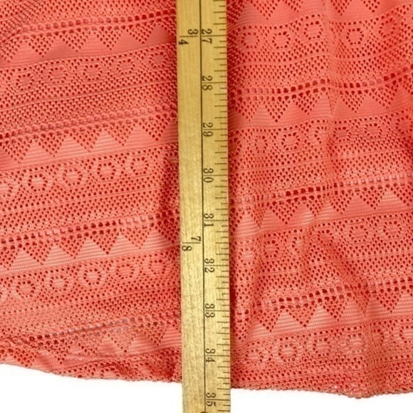 Ya Los Angeles Skater Dress Womens Medium Orange A Line Lace Overlay Flare Mini - Picture 12 of 16